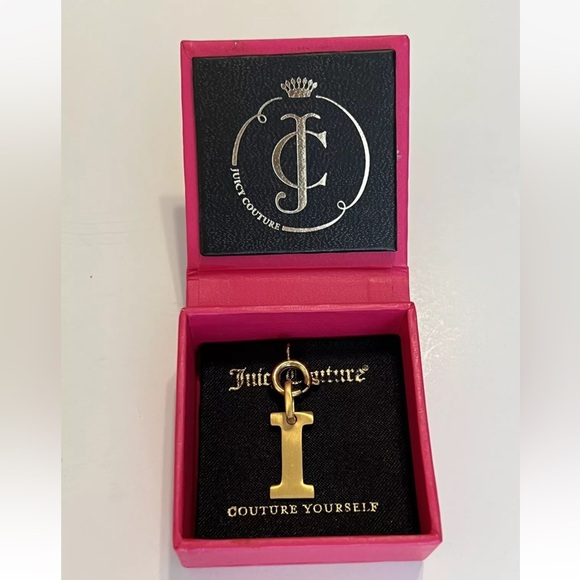 NWT NIB JUICY COUTURE Letter " I " Pendent Necklace Charm NEW Gold Tone - Picture 3 of 5